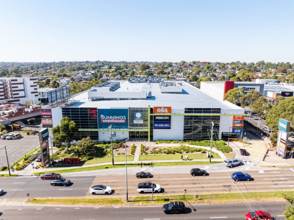 External shot of Chadstone Homemaker Centre - a modern, large format retail property