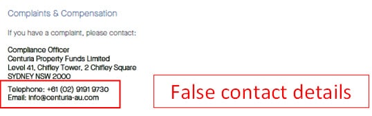 Fraudulent contact details